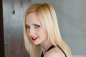 Alice D in AllInternal: Blue-eyed blonde in a black mesh top sucking cock on her knees