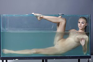 Nancy A in Watch4Beauty: Scrawny-ass teen model showing off her wet, tight holes underwater