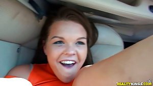 Addy Sparkx in Street BlowJobs: Teen with an interesting face gets fucked by a stranger in a parking lot