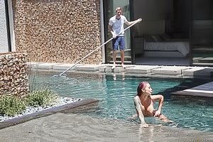 Tatted-up redhead with tats gets destroyed by a hung pool boy