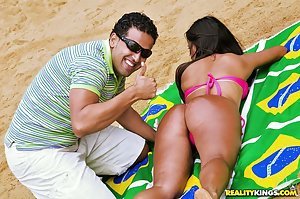 Adryanna Duarte in Mike in Brazil: Pink bikini Brazilian beauty with tan lines gets drilled from behind