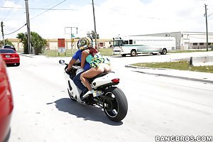Sophia Steele in BangBros Clips: Big booty auburn-haired hottie fucked next to a fancy motorcycle