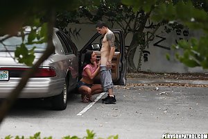 Ivy Winters in Pervs On Patrol: Denim skirt brunette gets fucked brutally in the parking lot