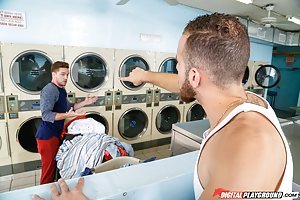 Digital Playground: Thick redhead sucking cock and fucking, all next to a washing machine