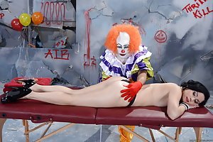 Veruca James in Dirty Masseur: Dress-wearing bombshell gets fucked by Pennywise the Dancing Clown