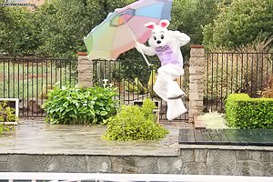 Eastern Bunny looks creepy yet manages to score with a stacked MILF blonde