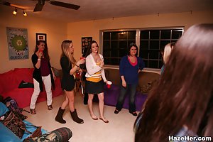 Haze Her: Boozed-up college sluts eating/kissing ass during their hazing