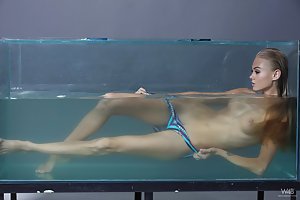 Nancy A in Watch4Beauty: Scrawny-ass teen model showing off her wet, tight holes underwater