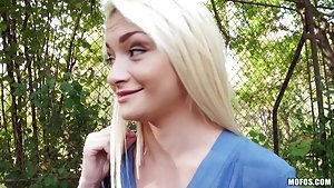 Alive Bell in Public Pickups: Blonde dressed in blue gets banged by this dude's massive cock