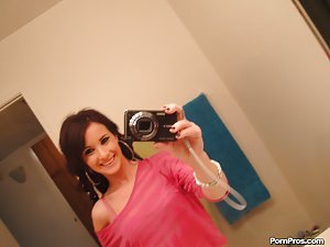 Mia Valentine in 18 Years Old: Dark-haired cutie in a pink blouse experiences a huge cock for the 1st time